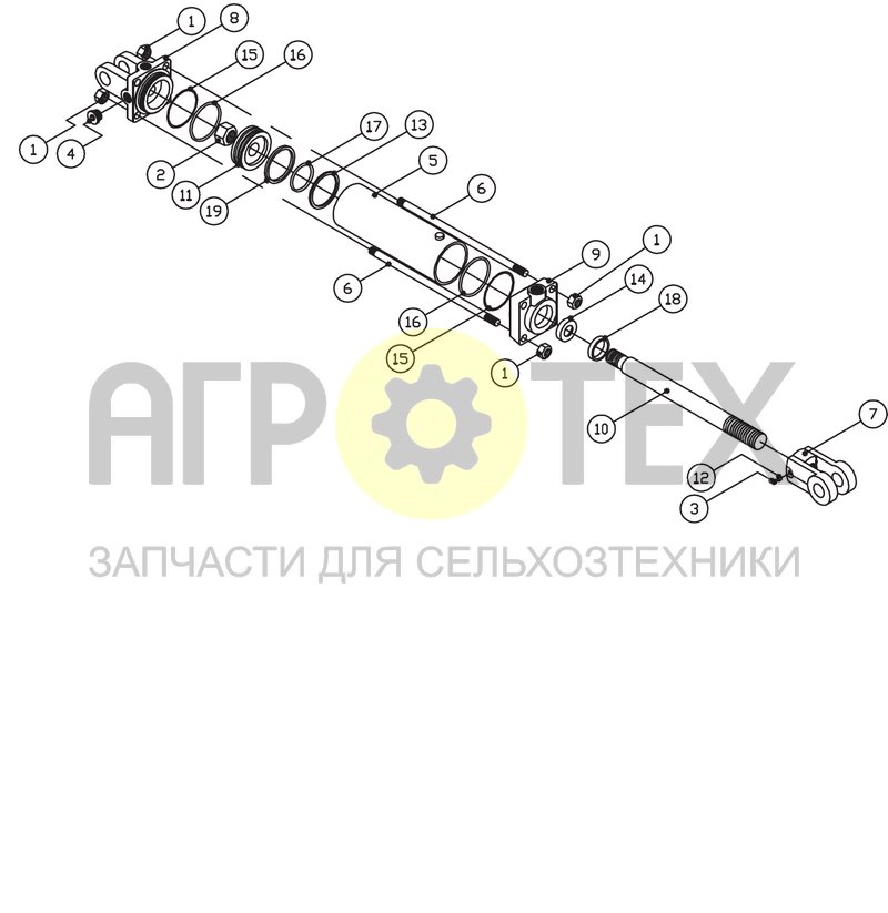 Чертеж Гидроцилиндр 3 x 12 в сборе (PTS.04.006)